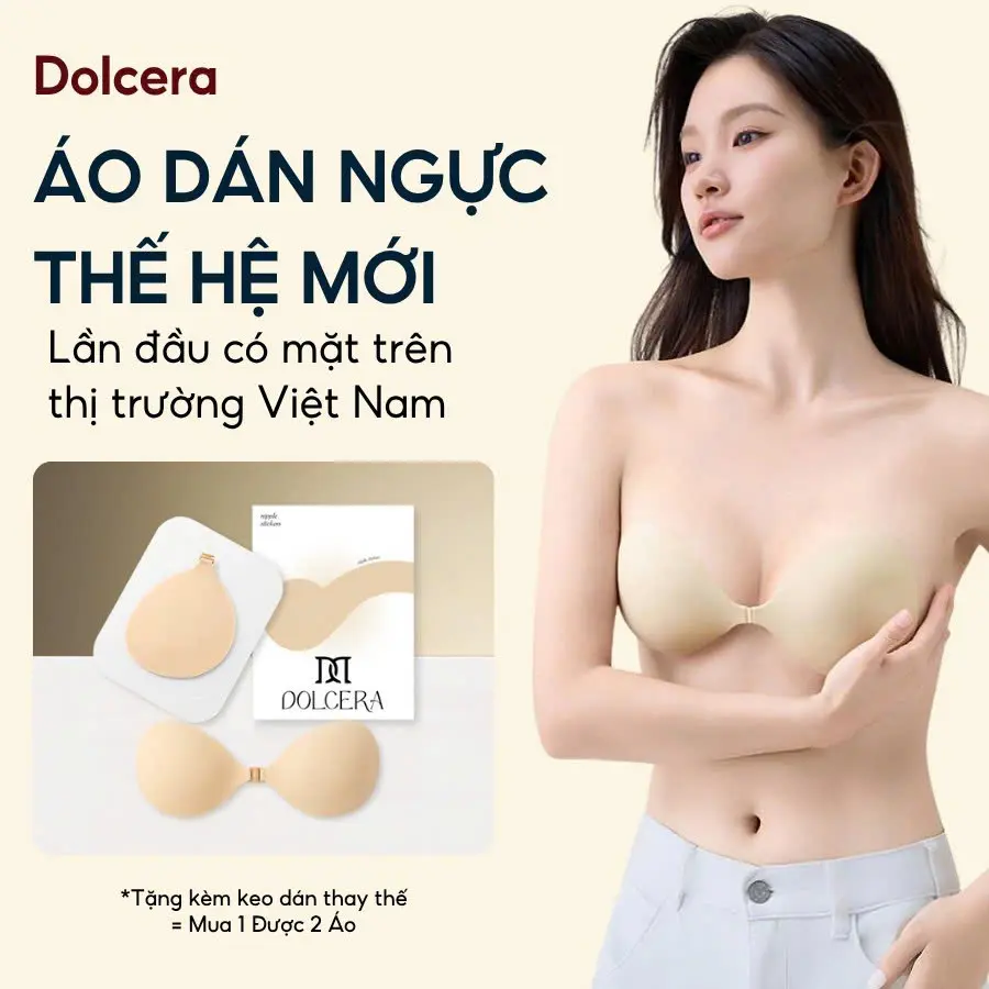 [MUA 1 ĐƯỢC 3] Áo Dán Ngực Tạo Khe DOLCERA Áo Dán Cài Trước Nâng Ngực Thế Hệ Mới Thay Thế Keo Dán, Không Lộ Viền, Không Đau Rát, Kèm Cặp Miếng Dán Thay Thế Và Bảng Lưu Trữ