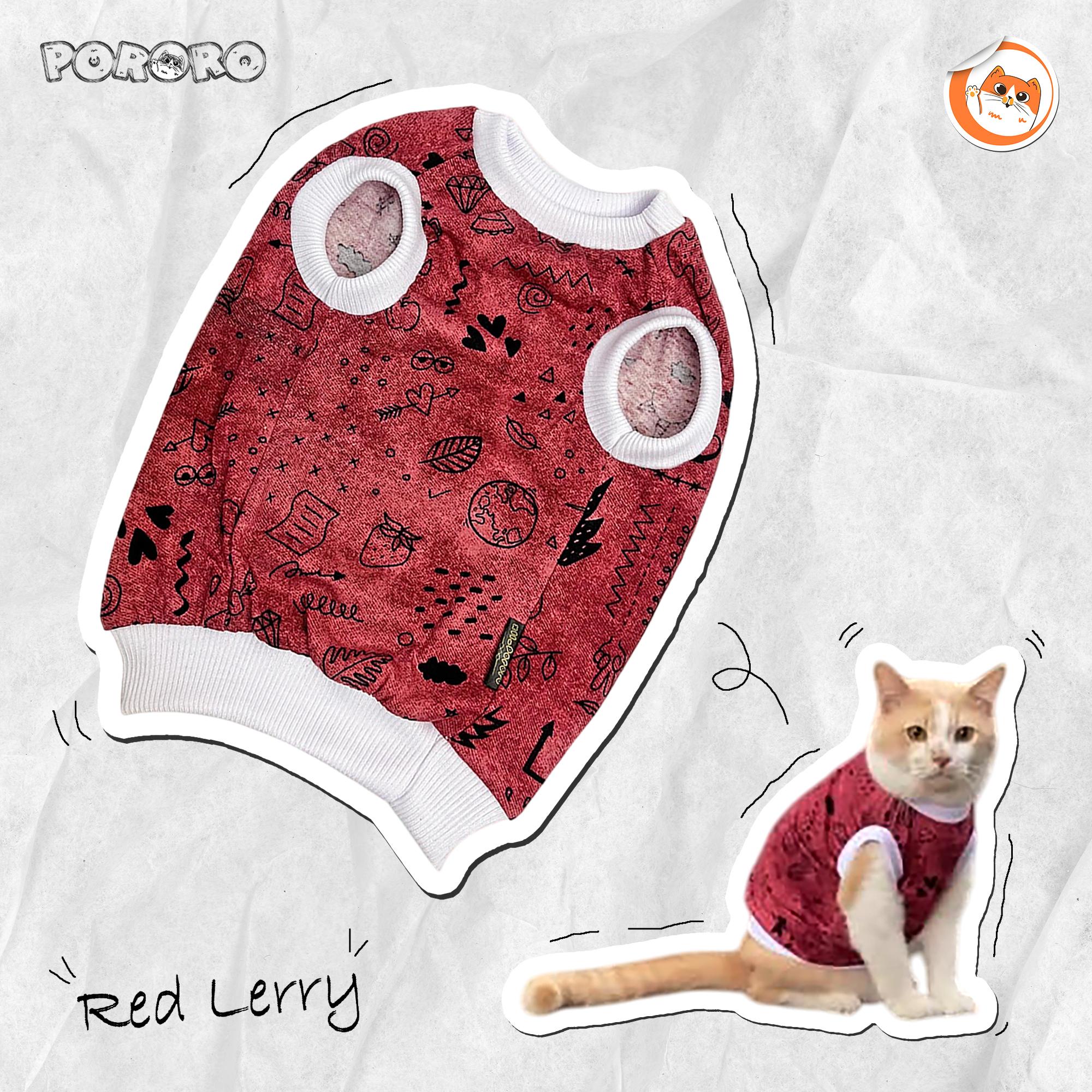 Pororo - Baju Kucing Motif Red Lerry