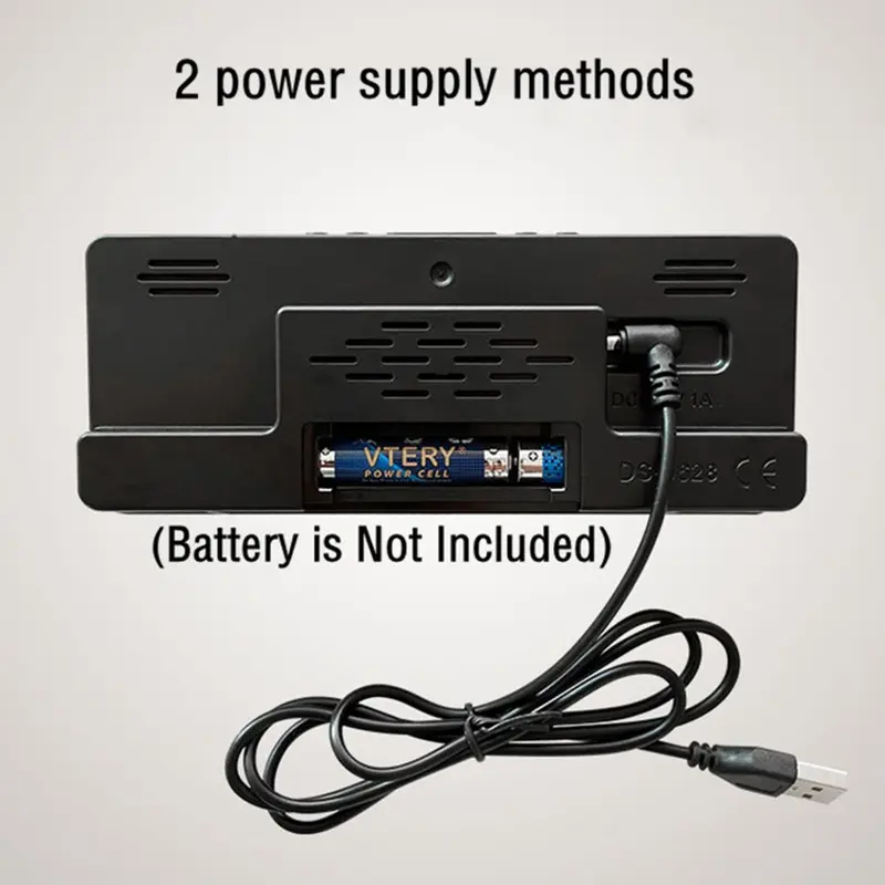 Đồng Hồ Báo Thức Kỹ Thuật Số LED, Lịch Nhiệt Độ Sáng Tạo, Số, Đèn Nền, Đồng Hồ Điện Tử, Số Lớn Treo Tường 7