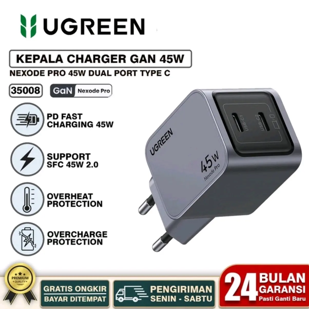 Ugreen Nexode GaN Charger 20W 30W 35W 45W 65W QC 3.0 4.0 PD 3.0 For Android & Iphone
