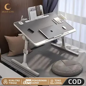 COD Meja Lipat Laptop Belajar Foldable Bed Table Adjustable Serbaguna With USB Port Meja Portable