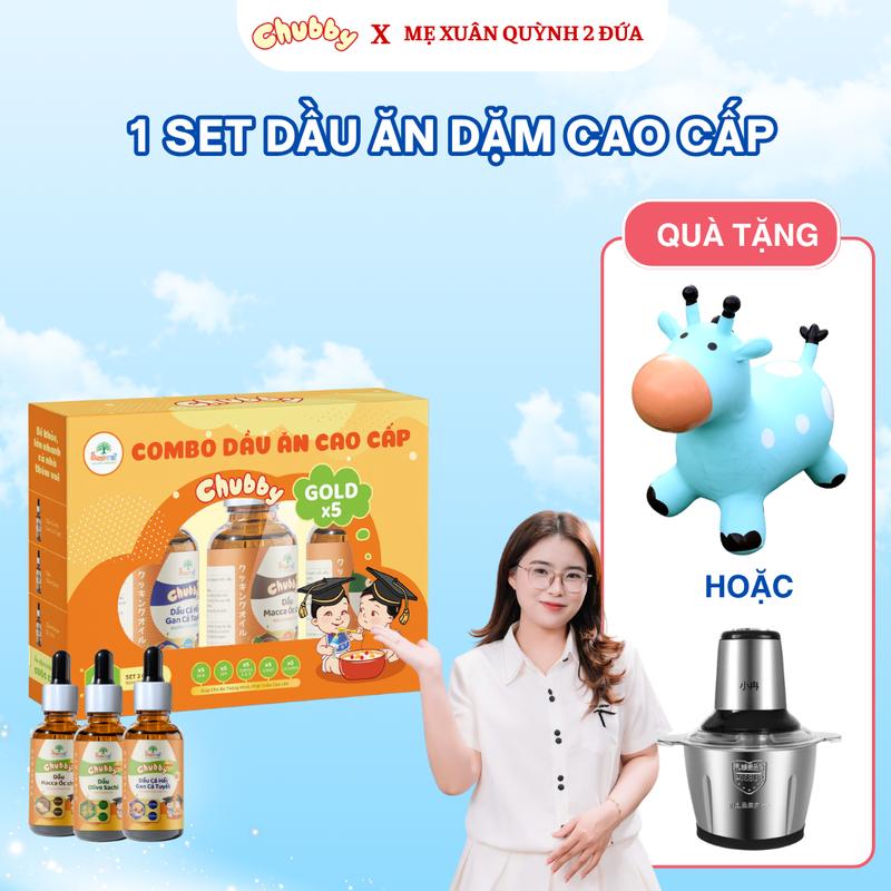 [CHUBBY x MXQ] SET 3 CHAI DẦU ĂN DẶM CAO CẤP CHUBBY 30ml - Tặng thú nhún/máy xay