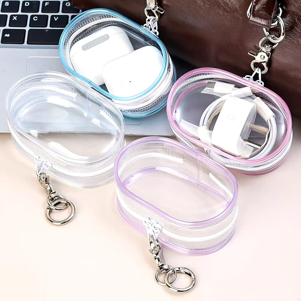 Cartmax - Dompet Mini Penyimpanan Kabel Charger Headset Pouch Travel Transparan Portable Mini Bag Cartmax - Dompet Mini Penyimpanan Kabel Charger Headset Pouch Travel Transparan Portable Mini Bag