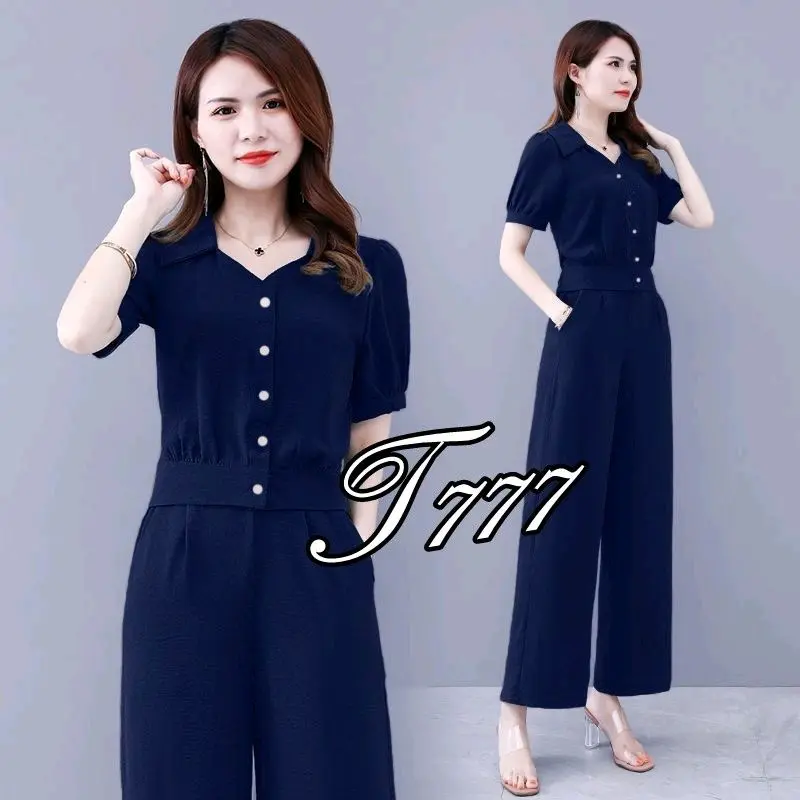 stelan sansan stelan polos wanita/set blus dan celana panjang