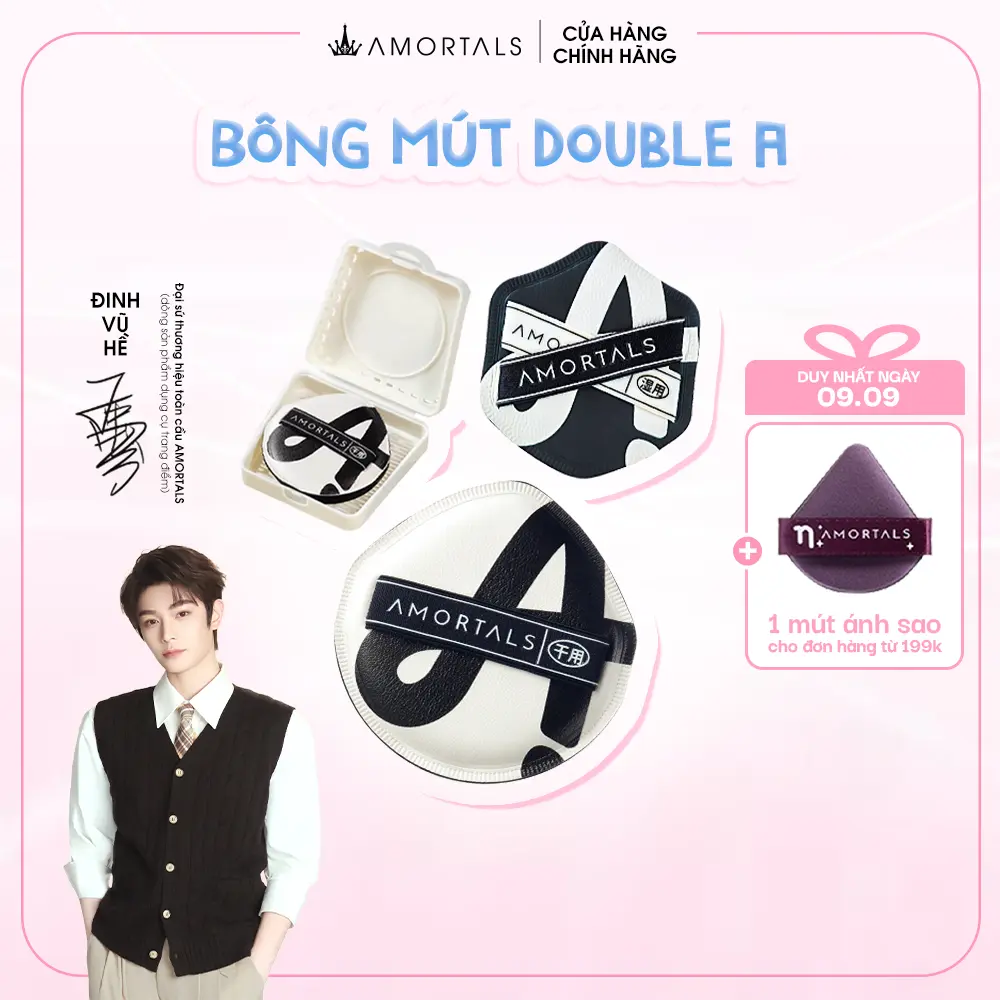 Mút Trang Điểm AA AMORTALS Cao Cấp Tán Kem Nền Cushion Dùng Khô Và Ướt