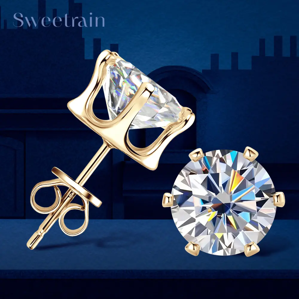 0.1-3 Carat Moissanite Stud Earrings for Women Men D Color Lab Created Diamond Earring 925 Sterling Si er Ear Piercing Jewelry