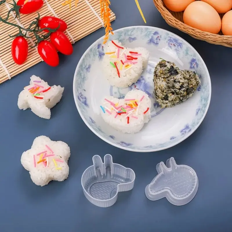 Khuôn Cơm Nắm Tự Làm, Trong Suốt Và Không Dính, Hình Hoạt Hình, Dễ Tạo Hình, Dụng Cụ Làm Sushi, Phụ Kiện Bento, Hàng Mới Về 1