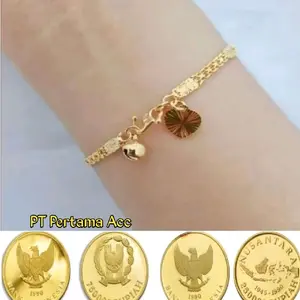 PT Pertama Acc Gelang Tangan Rantai Spasi Gold Dari Koin Logam Cantik Elegan Anti Karat Anti Luntur Awet Tahan Lama