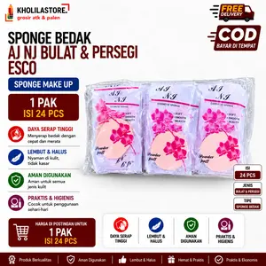 (24 pcs) Sponge Bedak AJ NJ Bulat & Persegi Esco