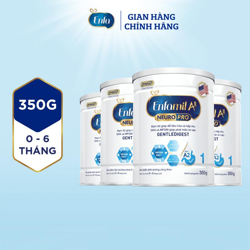 Bộ 4 lon sữa bột Enfamil A2 Neuropro 1 giúp dễ tiêu hóa hấp thu cho trẻ từ 0-6 tháng tuổi – 350g lon