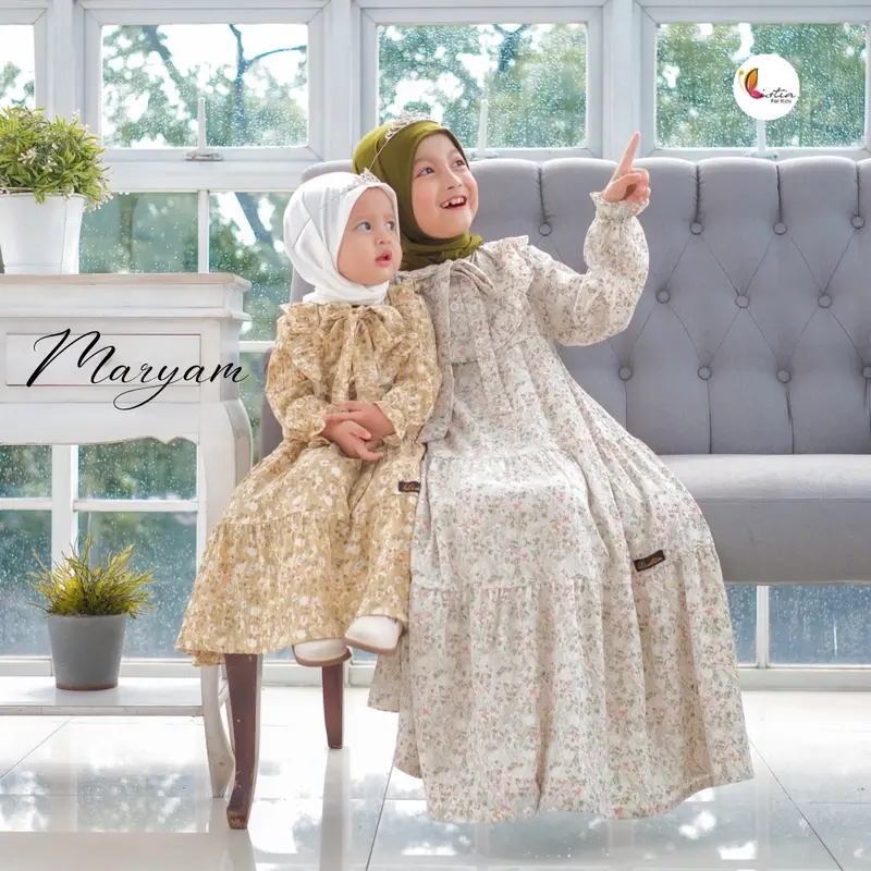 Gamis Anak MARYAM- Baju Gamis Anak Perempuan Usia 0-12 Tahun Crinkle Premium by Listiaforkids 1