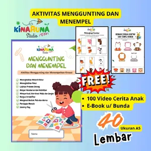 Aktivitas menggunting dan menempel untuk anak, Kinaruna Studio, 40 Lembar, Melatih sensor dan kreatifitas
