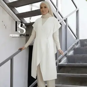 Zalea Long Tunik Shakila Premium Outer Tunik Tanpa Lengan Elegan