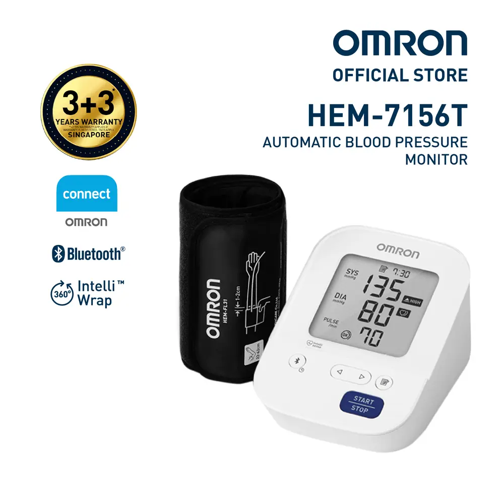 Omron Upper Arm Blood Pressure Monitor HEM-7156T (3+3 years warranty)
