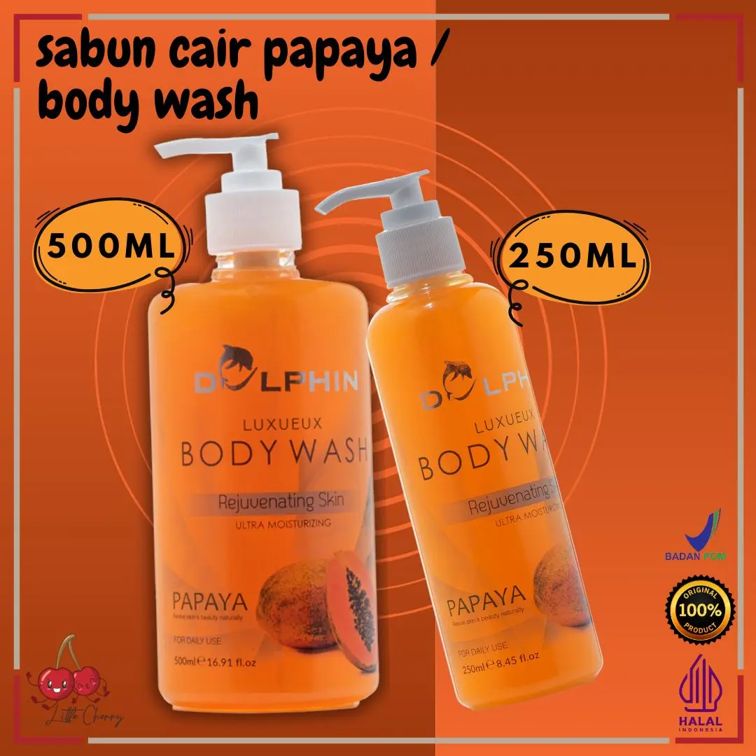 Sabun Mandi Body Wash Papaya Dolphin 500ml BPOM
