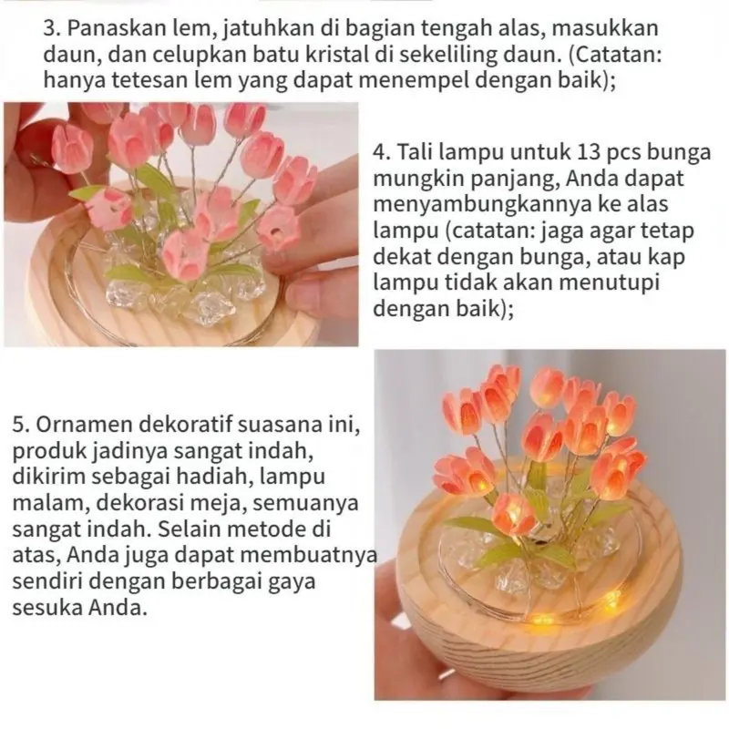 13 Tulip/Lampu Malam Diy Tulip/Dekorasi Buket Hadiah Ulang Tahun/Hadiah Hari Valentine/Lampu Hias Kamar Tidur Anak Perempuan Led Tulips 6