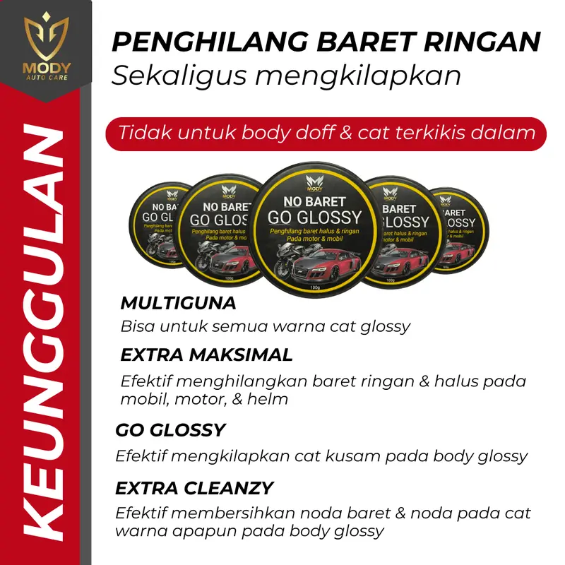 MODY Paket Hemat Penghitam Pengkilap Penghilang Baret Body Motor Mobil Dasboar Helm Kasar Permanent 6