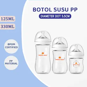 Botol Bayi PPSU Kaliber Lebar 5.5CM Food Grade Bebas BPA Tahan Jatuh Hadiah Untuk Bayi Baru Lahir 125ML/300mL/330ML White Bottle