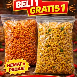 Beli 1 Gratis 1 Hemat makaroni cikruh kriuk Pedas& original daun jeruk makanan ringan  Spesial Beli 1 Gratis 1 ukuran 200gram
