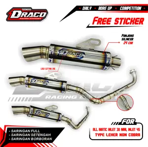 Knalpot Racing Samlong Original Draco Half Blue Non Cobra Untuk Motor Aerox Nmax Vario