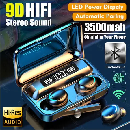 F9-5 TWS Wireless Earphones f9 Stereo Bluetooth 5.0 Bass Waterproof Earbuds Headset with Microphone