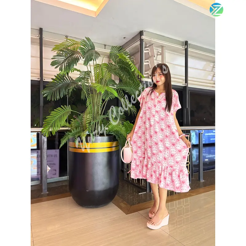 [Lestari x Yuzy] Exclusive daster rufle mama muda busui LD 115 PB 100 bumil bahan rayon viscose selutut Dress Wanita Ruffle Lembut Nyaman Dewasa Ibu Pendek Tidur Menyusui 6