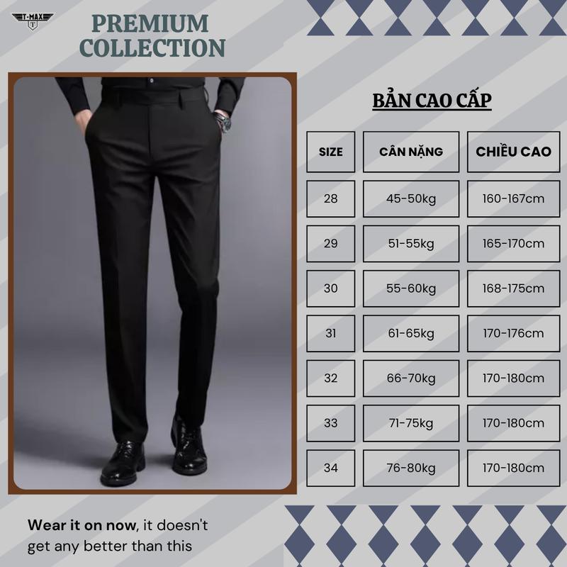 (Có Big Size) Quần Âu Nam Chéo Dày 81 T-MAX Luxury  Menswear Cao Cấp Dáng Slimfit Ôm Gọn Pants Lưng Cao Đen Phong Cách Hàn Quốc Chất Liệu Mềm Mại Thích Hợp 4 Mùa