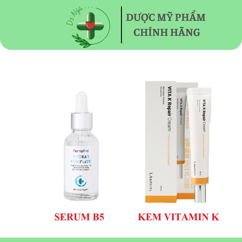 Combo Dưỡng Phục Hồi Da Nhạy Cảm Mỏng Yếu Serum B5 Pharmform + Kem Vita K Labonita