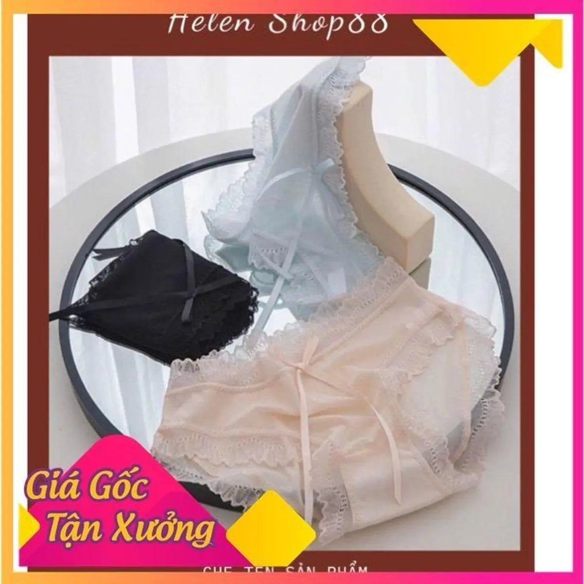 R02 Set 10 quần lót ren sexy ôm dáng mềm mại, thoáng mát, đính nơ, gợi cảm