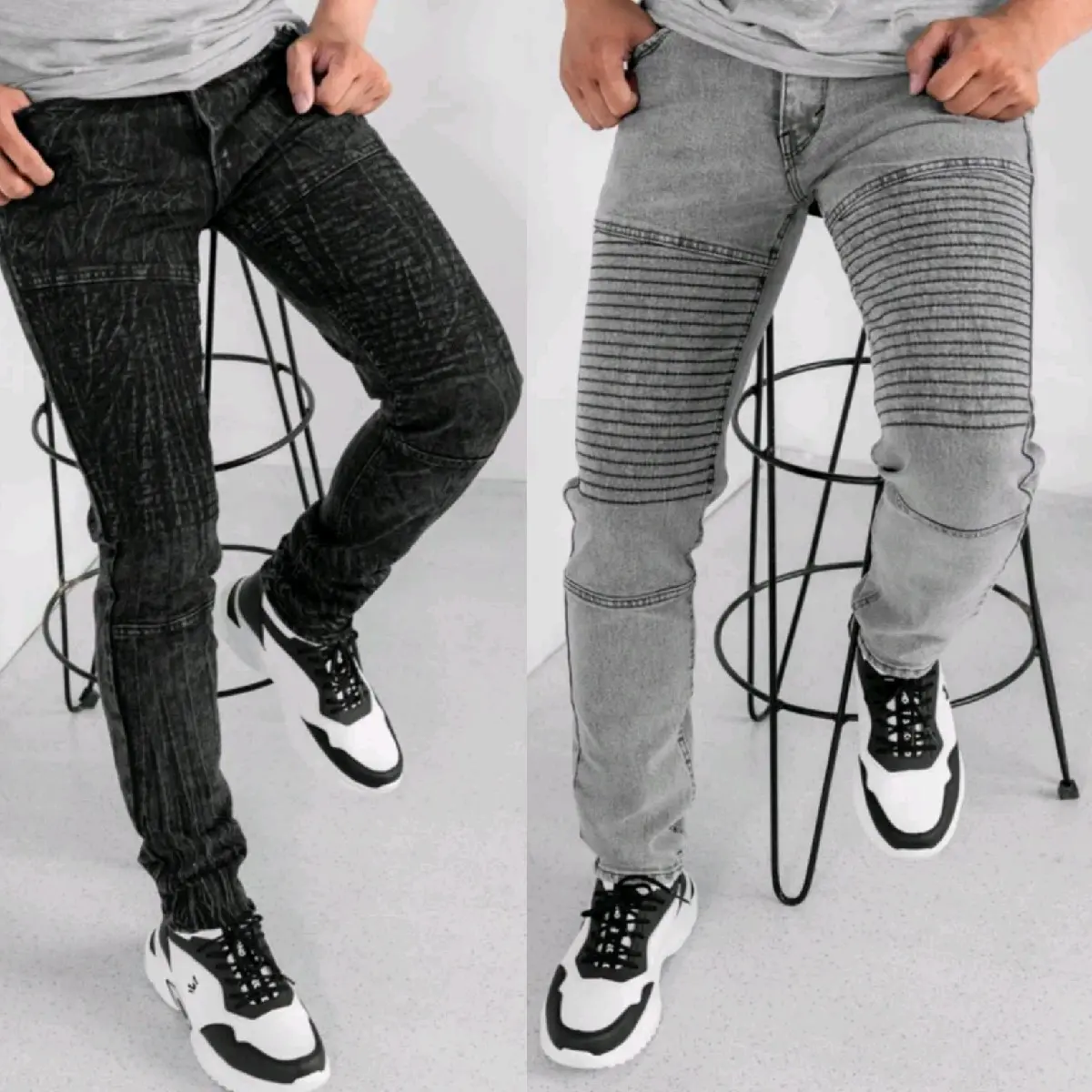 Celana Jeans Pria Bikers Polos Skinny