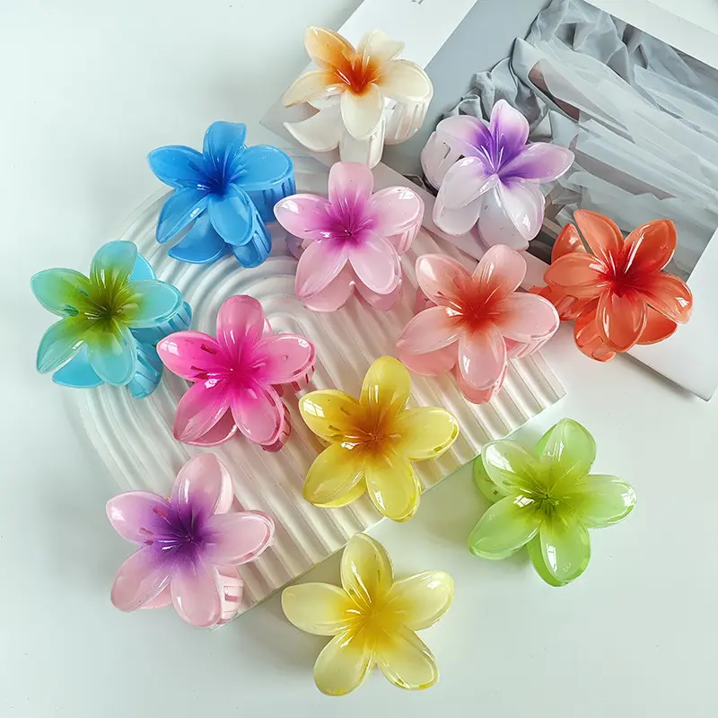 Hello Girl Hawaiian Plumeria Hair Clip for Women Korean Style Fashion Seaside Vacation Flower Hair Clip