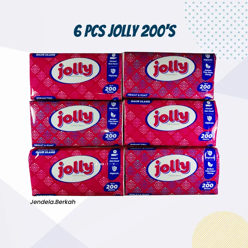 (Paket 6 Pcs) Jolly Facial Tissue Tisu 200’s 2 ply 1