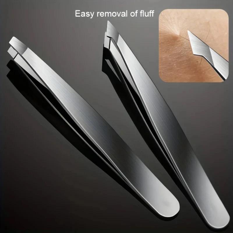Product Introduction of 4Pcs Precision Stainless SteelTweezers For Eyebrow HairFacial Hair Removal,Splinter, Blackhead Slant TipAngle Tip Pointed Tip Makeup Durable Cosmetic 8