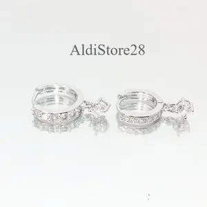 Anting wanita titanium emas putih satu pasang realpict permata cantik fashion elegan aksesoris perempuan perhiasan kekinian Earrings