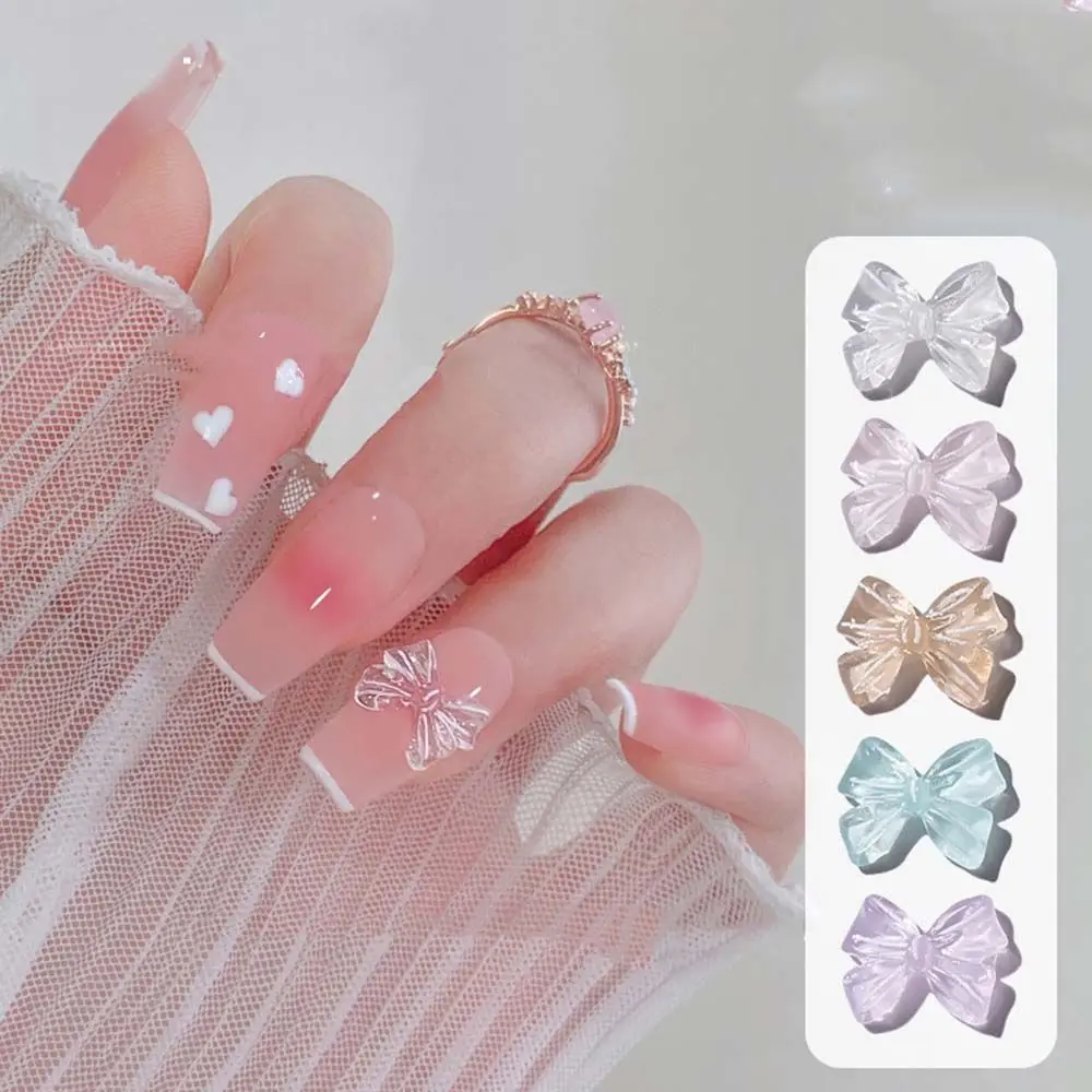 DIY Fashion Jelly Color Nail Art Ornaments 3D Nail Charms Resin Bowknots Nail  Bowknot Nail Drills  Nail Jewelry Bowknot Nail Art Decoration