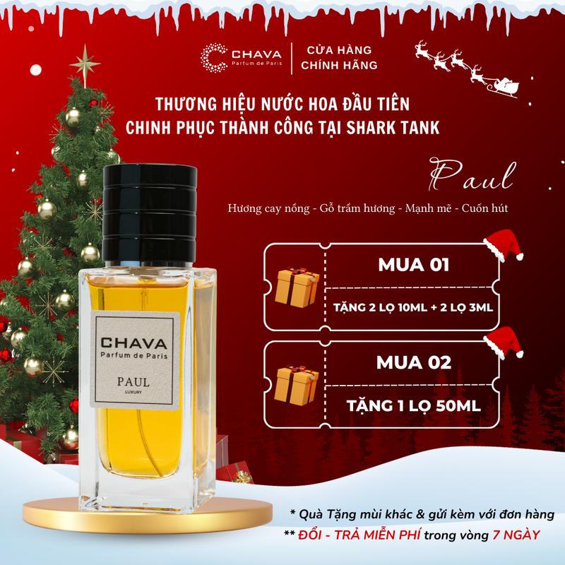 Nước Hoa Nam Nồng Ấm Mạnh Mẽ C CHAVA LUXURY PAUL - Hương Cay Nồng Gỗ Ấm Áp Tự Do & Cuốn Hút - Phong Cách Năng Động Cá Tính Mạnh Mẽ - Chính Hãng Lưu Hương Lâu 6-8h Da & 3-7 Ngày Quần Áo Perfume Xịt Thơm