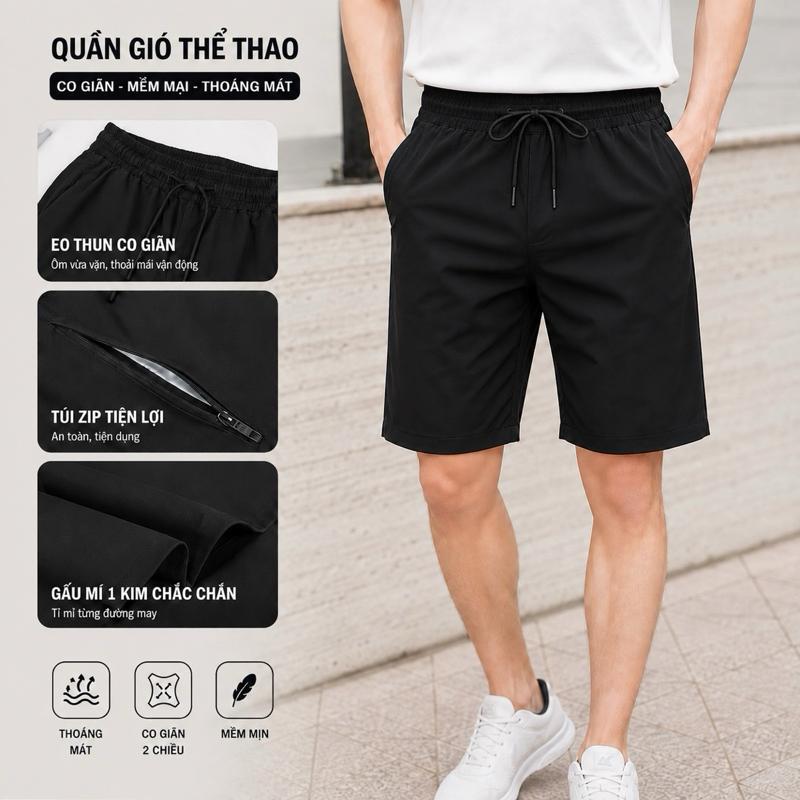 Quần Short ngắn vải gió có túi phong cách thoáng mát