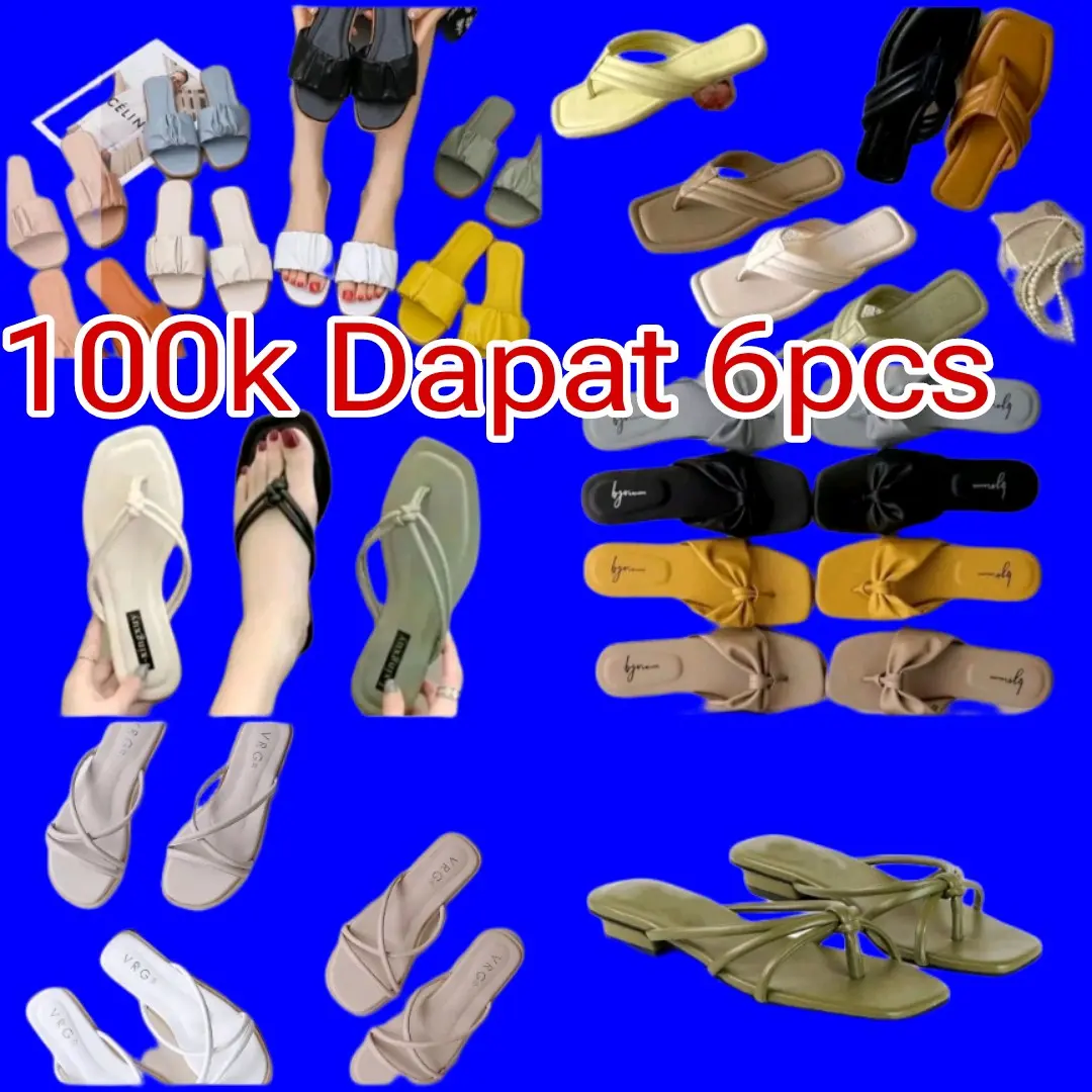 Sendal Teplek Wanita Paket Hemat 100k dapat 6pcs