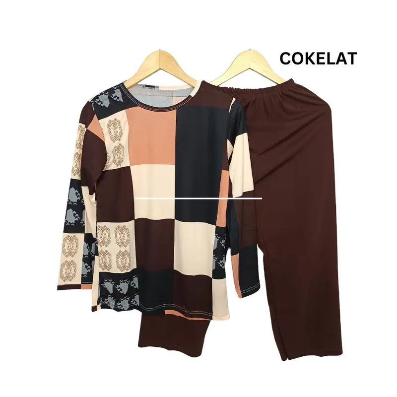 Jenea - Setelan Wanita Kiaria Terbaru Lengan Panjang Motif Kotak One Set Nyaman Kekinian 6