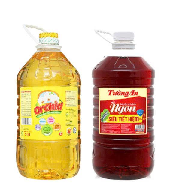 Combo 10L tiện lợi - 5L Dầu  thực vật Hảo Hạng  + 5L Nước Mắm Tường An - dầu CáI Lân hoac Dầu Orchid tuy chon ạ