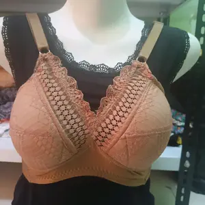 2pcs/ 3pcs/ 6pcs Bra Brukat Tanpa Kawat Busa Lembut, menutup semua PD