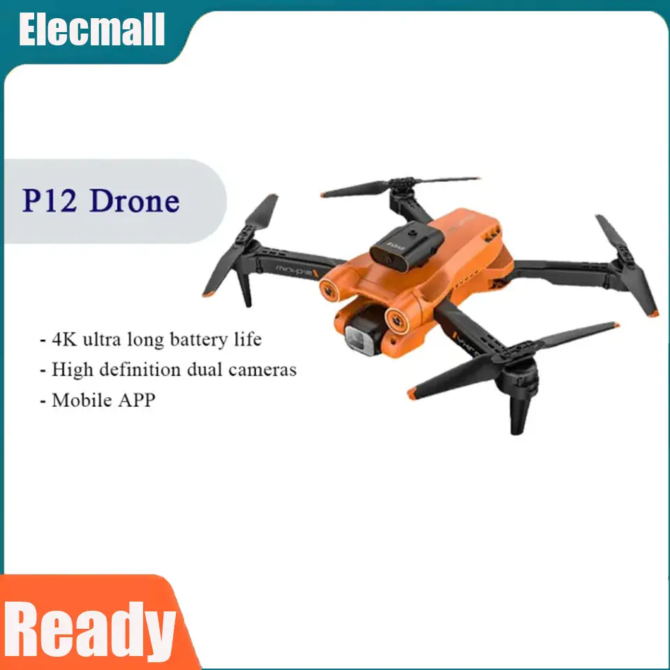 P12 Mini Foldable Drone for Beginners One-Key Takeoff/Landing, Altitude Hold, Headless Mode, 2 Batteries Included, Portable RC Quadcopter for Kids & Adults Outdoor Fun