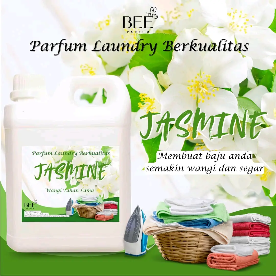 BEE PARFUM LAUNDRY aroma Jasmine 1 Liter Terlaris Wangi Tahan Lama / Pewangi Pengharum Pakaian Laundry Berkualitas Bisa COD