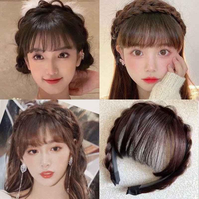 PONI BANDO KEPANG Wig Bando Poni Wanita Clip Headband Poni Palsu Anti Slip dan Nyaman dipakai Wig Poni Rambut Palsu Tulang Ikan 2