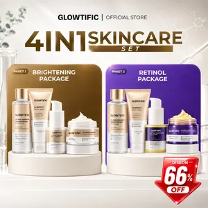 Glowtific 4In1 Mencerahkan Glowing Brightening Expert Series - 3X Bright Facial Wash / 5% Niacinamide Brightening Serum / 2% Niacinamide Brightening Toner / Moisturizer Tone Up Water Cream / Retinol Niacinamide Moisturizer