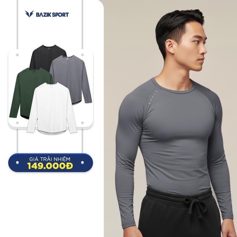  Áo Thun Dài Tay Nam BAZIK Icon08 Relax Fit co giãn 4 chiều vận động thoải mái giữ nhiệt tốt 