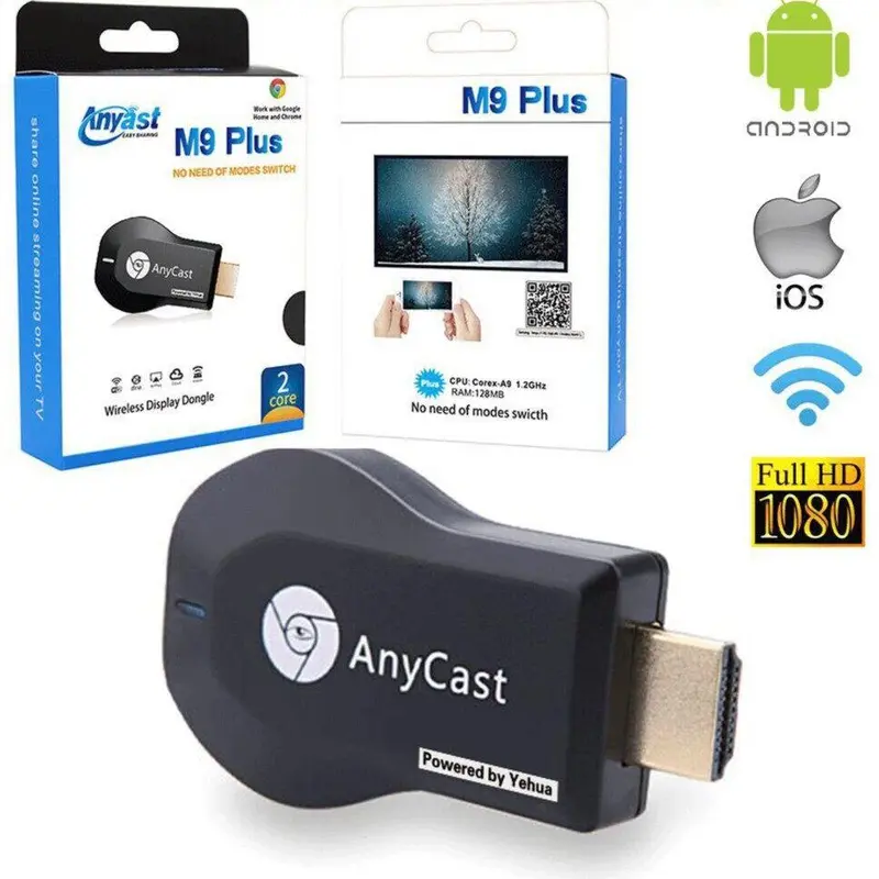 Bộ Thu Màn Hình Wifi Anycast M9 Plus, Chức Năng Chiếu Màn Hình, Tương Thích Với Máy Chiếu PC, Miracast, TV HDMI, Gậy, Tương Thích Với Elfly 0