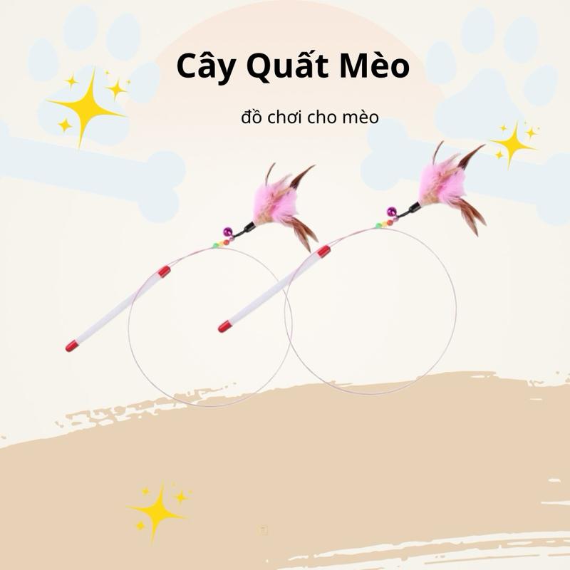 Cần Câu Mèo Dây Thép Lông Vật Nhử Chuông - Đồ Chơi An Toàn Cho Mèo Cưng Vận…