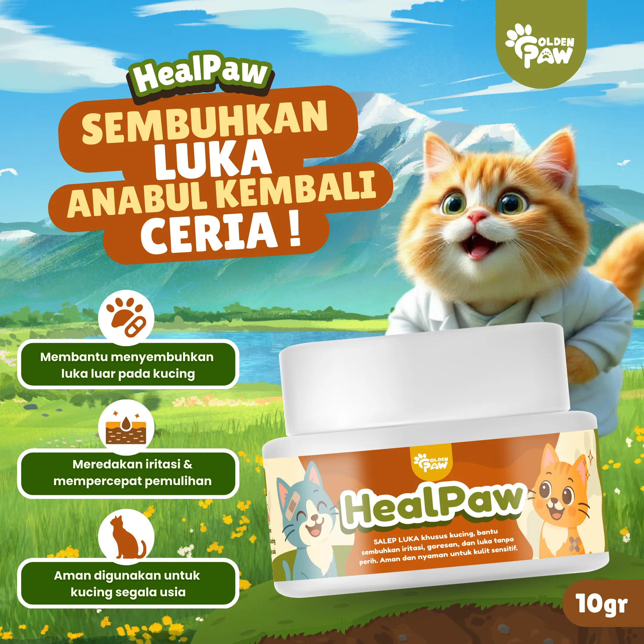 Golden Paw - HealPaw 10g Sembuhkan Luka & Borok di Tubuh Anabul