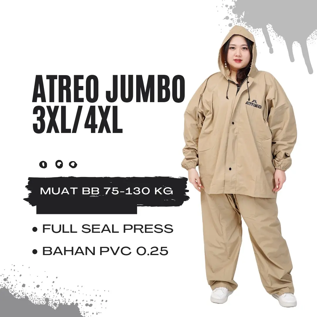 Atreo Jas Hujan Dewasa Tebal Pria Wanita Super Jumbo 3XL 4XL Waterproof Anti Rembes Setelan Jaket Celana Tebal Mantol Raincoat Pvc Waterproof